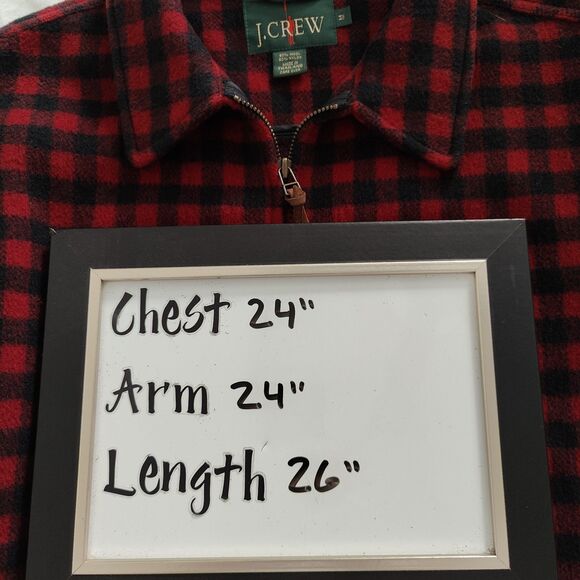 Vintage J Crew Jacket Wool Mens Medium Red Plaid Oarsman Wool Flannel - Picture 5 of 5